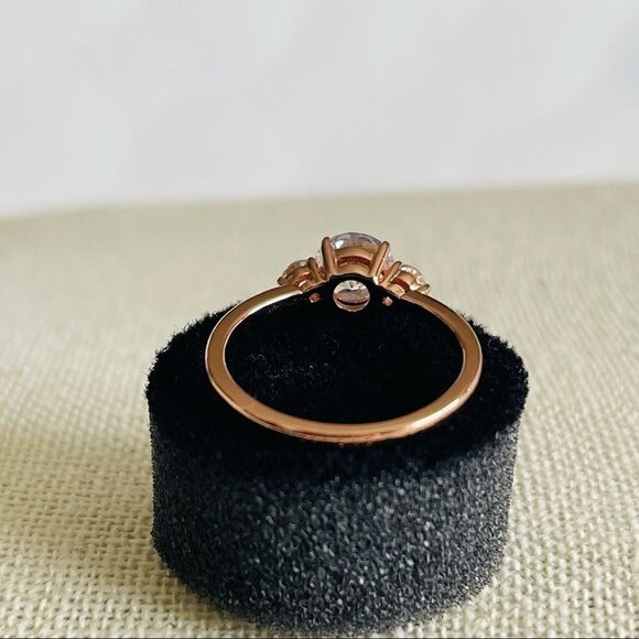 1.0Ct Cubic Zirconia Rose Gold Ring Three Stone - Picture 4 of 5